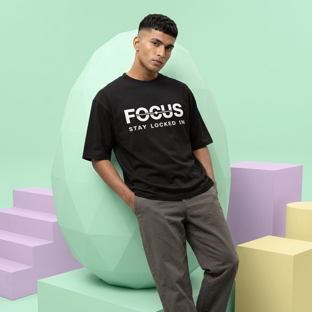 FOCUS Oversized T-Shirt – Black | Vibzy Fit
