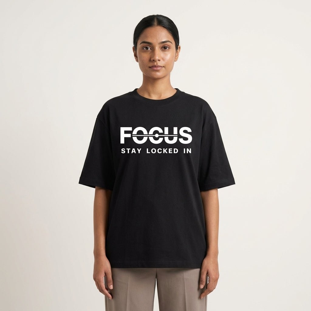 FOCUS Oversized T-Shirt – Black | Vibzy Fit