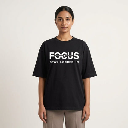 FOCUS Oversized T-Shirt – Black | Vibzy Fit