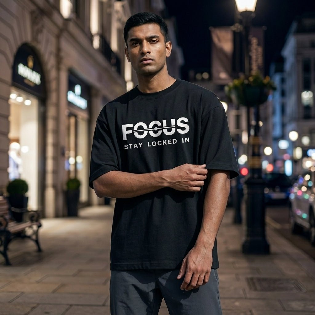 FOCUS Oversized T-Shirt – Black | Vibzy Fit