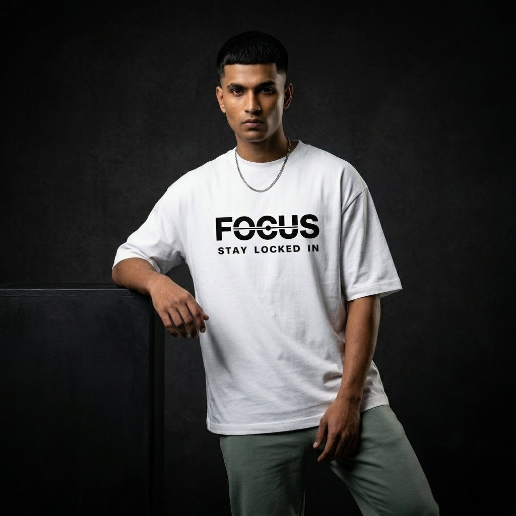 FOCUS Oversized T-Shirt – Black | Vibzy Fit