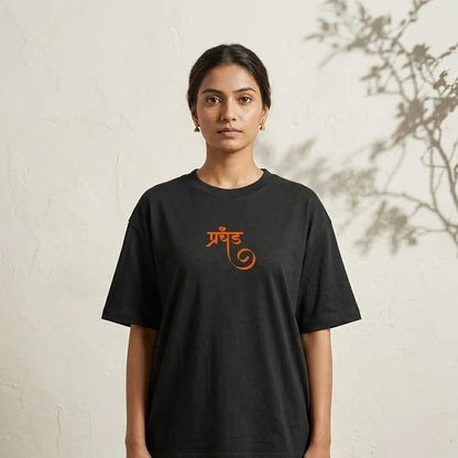 prachand-black-model-front-oversized-tee-streetwear-india