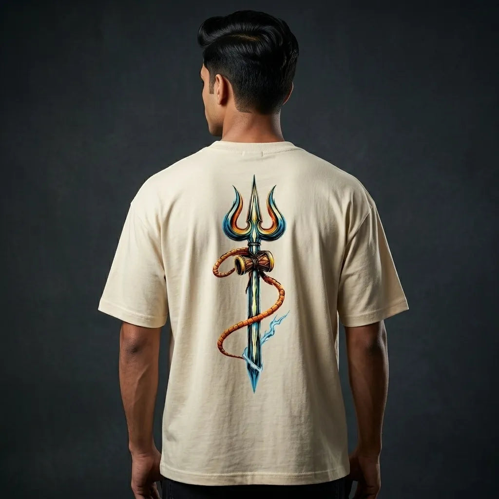 prachand-white-model-back-oversized-tee-men-india-vibzyfit
