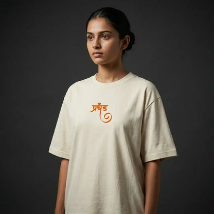 prachand-white-model-front-oversized-tee-streetwear-india